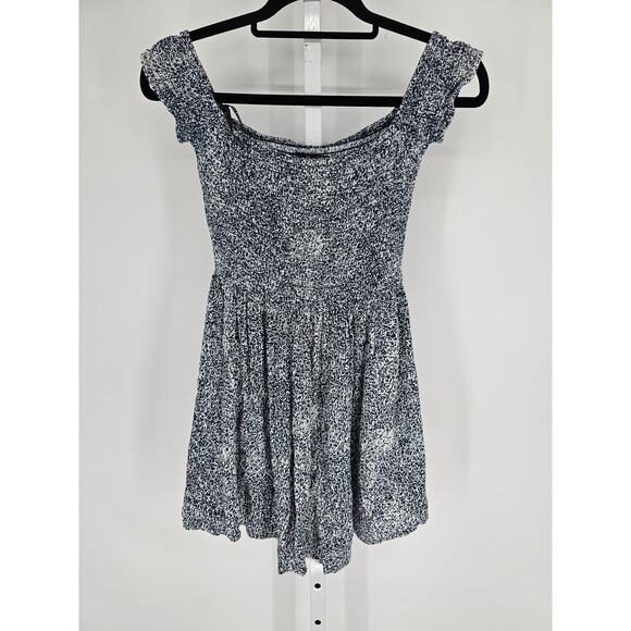 Vintage Y2K Volcom Womens Sz XS Mini Skater Dress Blue Floral Smocked - Picture 1 of 5